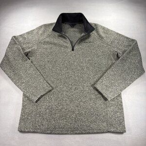 Eddie Bauer Pullover Sweater mens size L 1/4 zip Knit gray Mock Neck